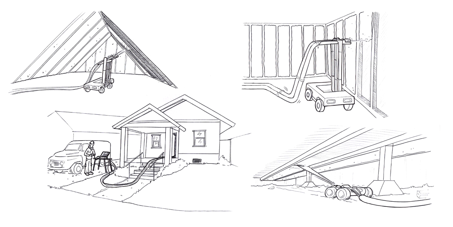 Concept sketches for insulation robots in the US